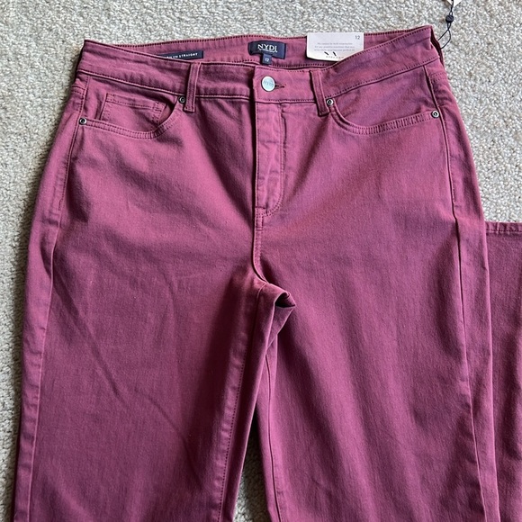 NYDJ Marilyn Straight dusty rose husk denim jean pants size 12 zip up - Picture 4 of 7